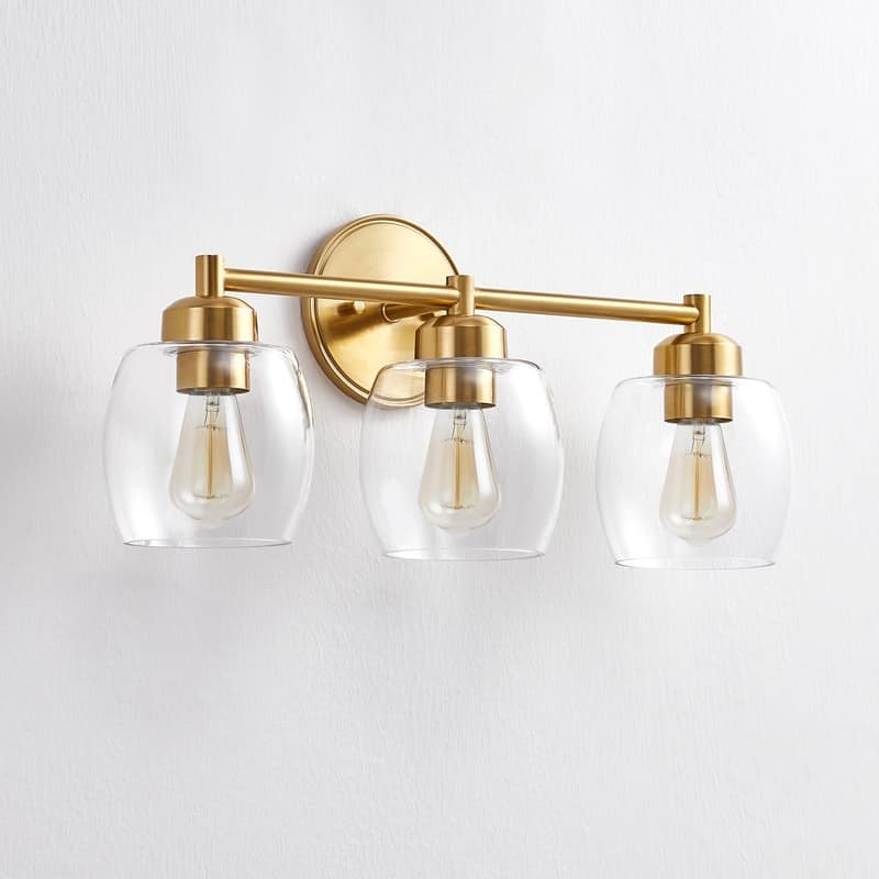KAWOTI 3-Light Dimmable Bathroom Vanity Light with Glass Shade