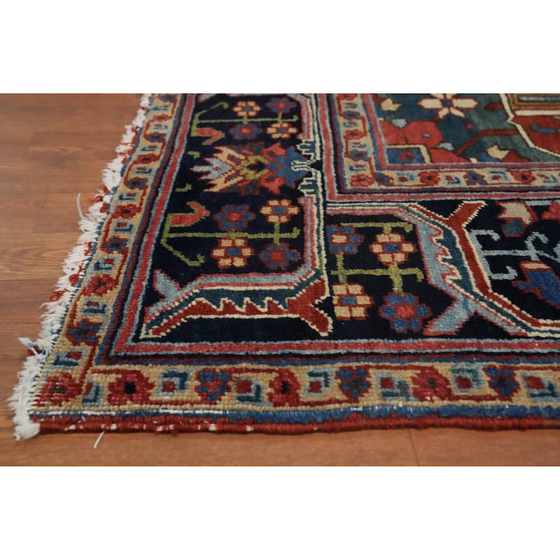 Hand Knotted Oriental 100% Wool Carpet Traditional Medallion Oranges & Rust Heriz (serapi) Area Rug - 13' 2'' X 10' 4''