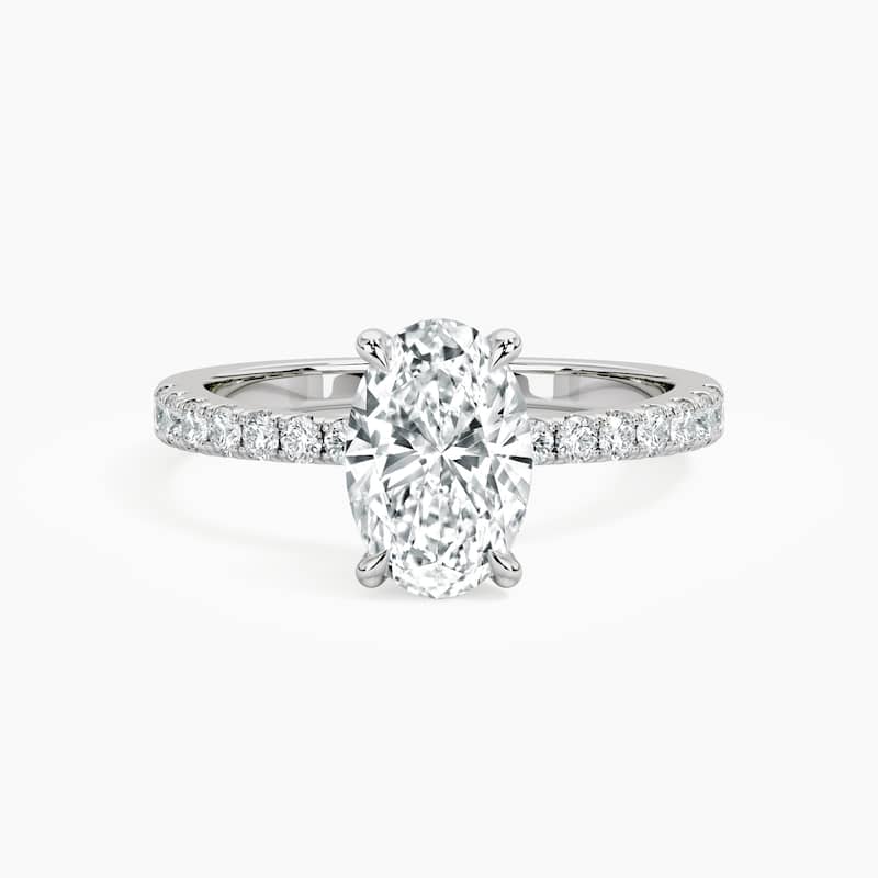 Auriya 14kt White Gold Lab Grown Oval Diamond Engagement Ring with Unique Diamond Prong (F-G, VS) - 5 - 5.00 ct. center