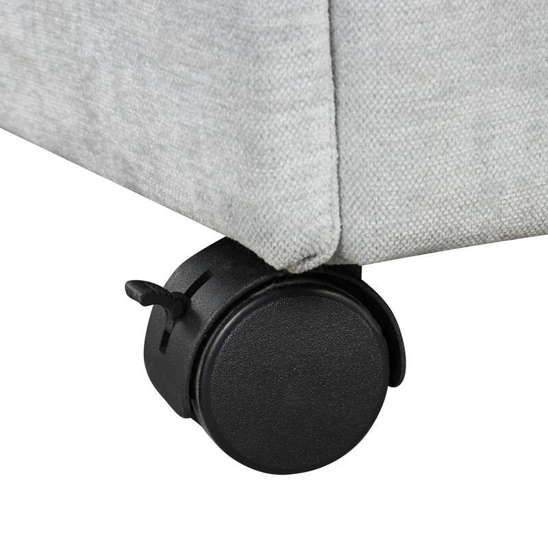 121.2" Chenille Modular Sofa Bed with Two Storage Racks, Free-Combined Design, and Smooth-Rolling Wheels