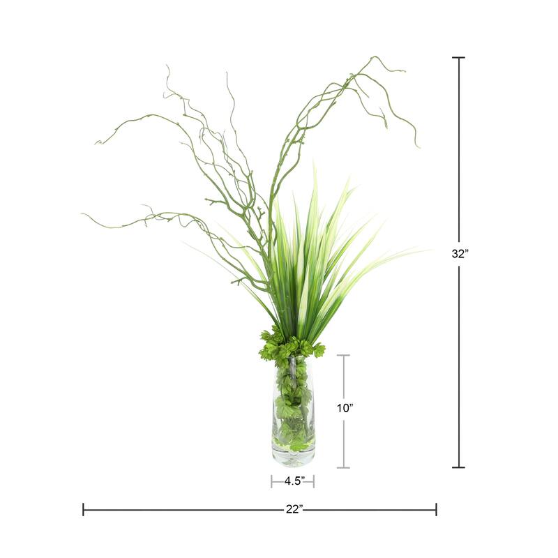 River Grass and Willow Arrangement in Vase - 32