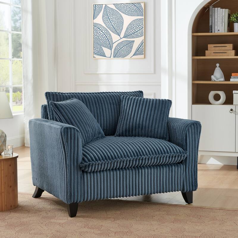 Lazy Sofa Chair Corduroy Accent Chair Deep Seat Upholstered Lounge Chair
