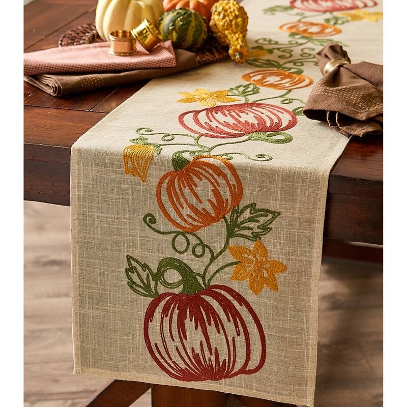DII Embroidered Table Runner 14x70