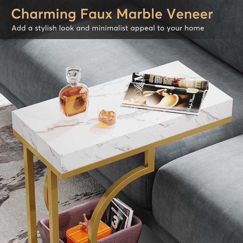 Narrow Side Table End Table Modern Bedside Tables Small Chairside Table for Couch, Sofa Table for Living Room