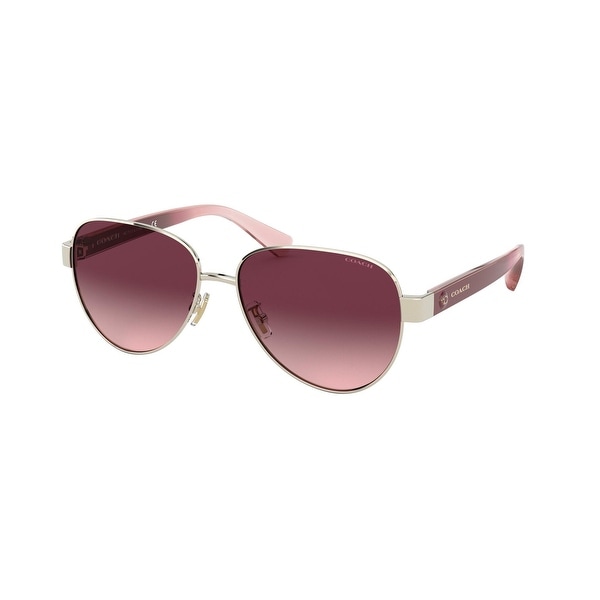 Coach HC7111 90058H 57 Shiny Light Gold Woman Pilot Sunglasses. Opens flyout.