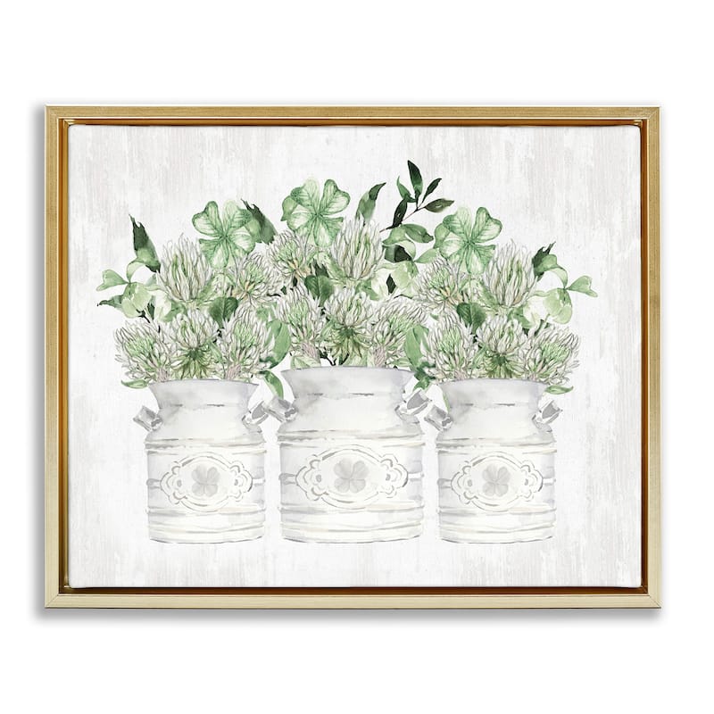 Stupell Rustic Shamrock Bouquets Framed Floater Canvas Wall Art Design by Lettered and Lined