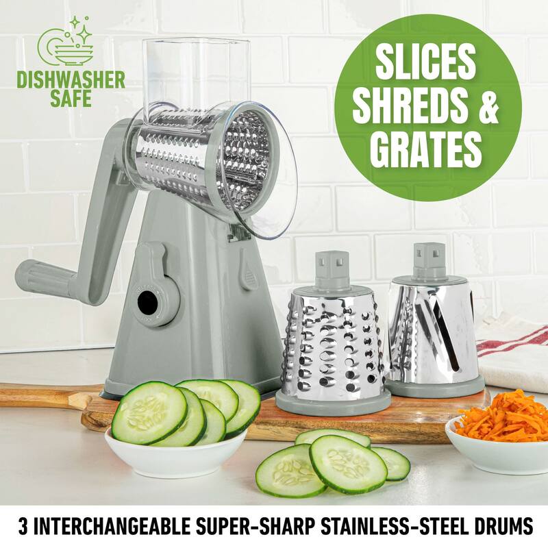 NutriSlicer Vegetable Slicer Cheese Grater Potato Slicer Salad Chopper with Suction Base