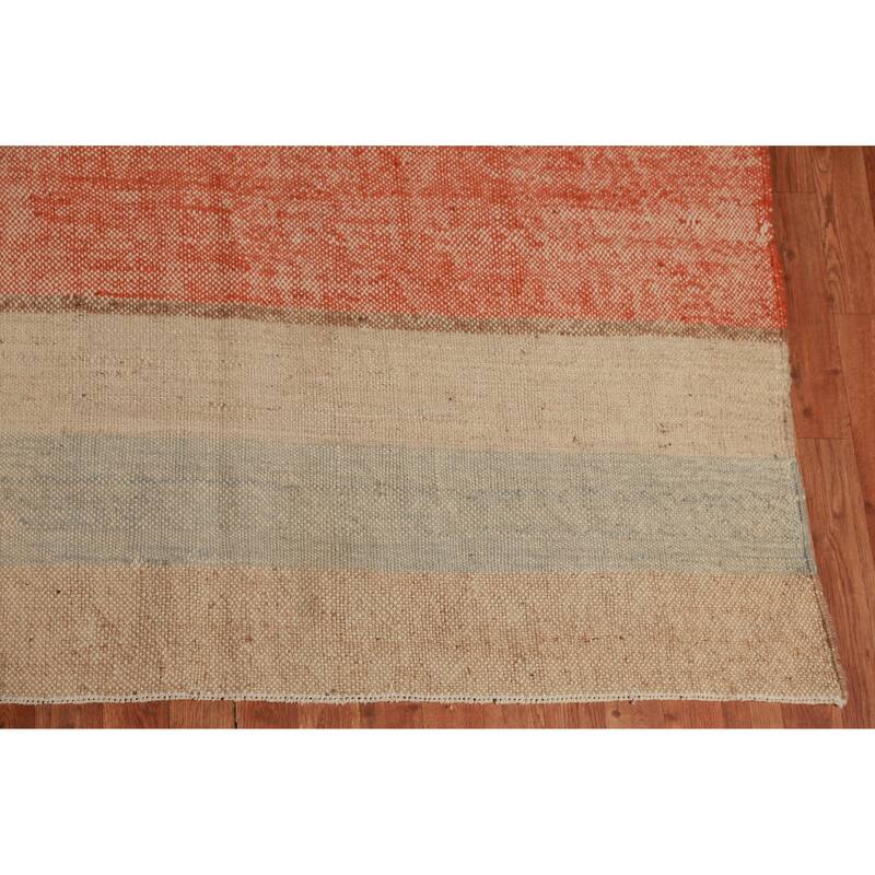 Hand Woven Oriental 100% Jute Carpet Southwestern Modern Multi-Colored Kilim Area Rug - 13' 5'' X 10' 8''