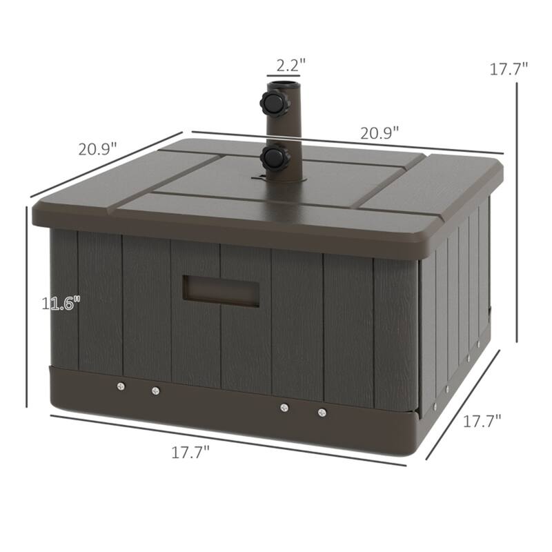 3 in 1 Outdoor Umbrella Base with Coffee Table and Planter Box Heavy Duty Sand Fillable Fits 1.5 to 1.9 Inch Poles