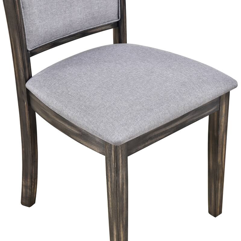 6-Piece Extendable Trestle Dining Table Set with Removable Leaf, Kitchen Set with Upholstered Chairs and Bench