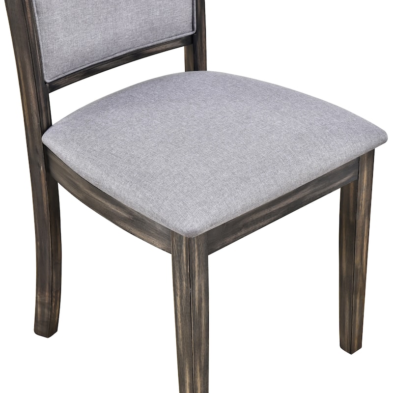 Roomfitters 6-Piece Dining Set, Rectangular Wood Kitchen Table with Trestle Base, 4 Upholstered Chairs and Bench