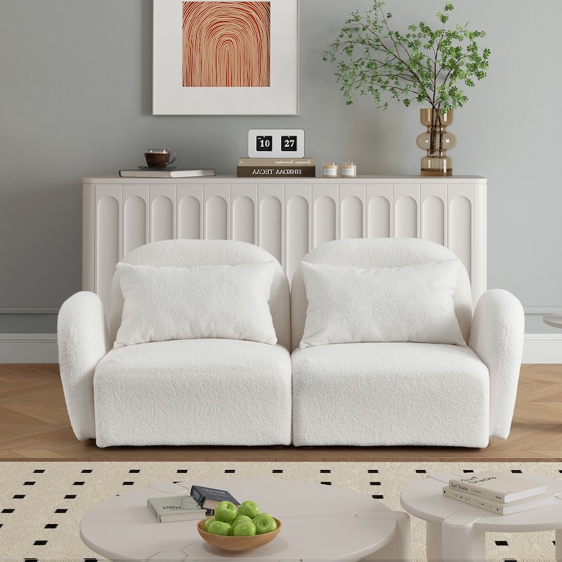Solid Wood Frame Upholstered 2-Seater Loveseat Sofa