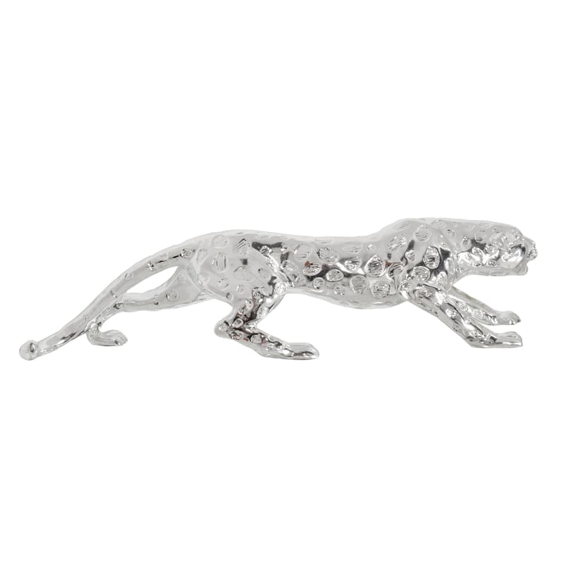 Standing Silver Leopard 22 Inches Long