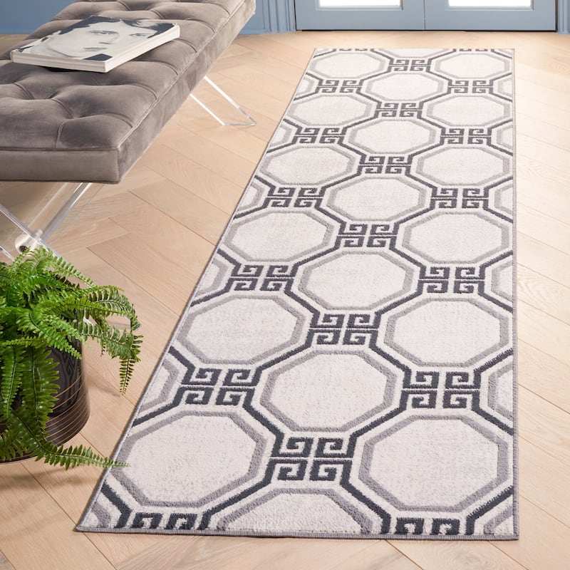 SAFAVIEH Odyssey Metha Modern Rug - 2'2" x 8' Runner - Ivory/Grey