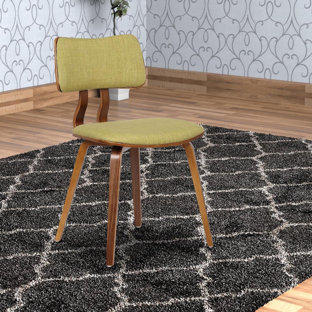 Fabric Upholstered Split Curved Back Wooden Dining Chair - N/A