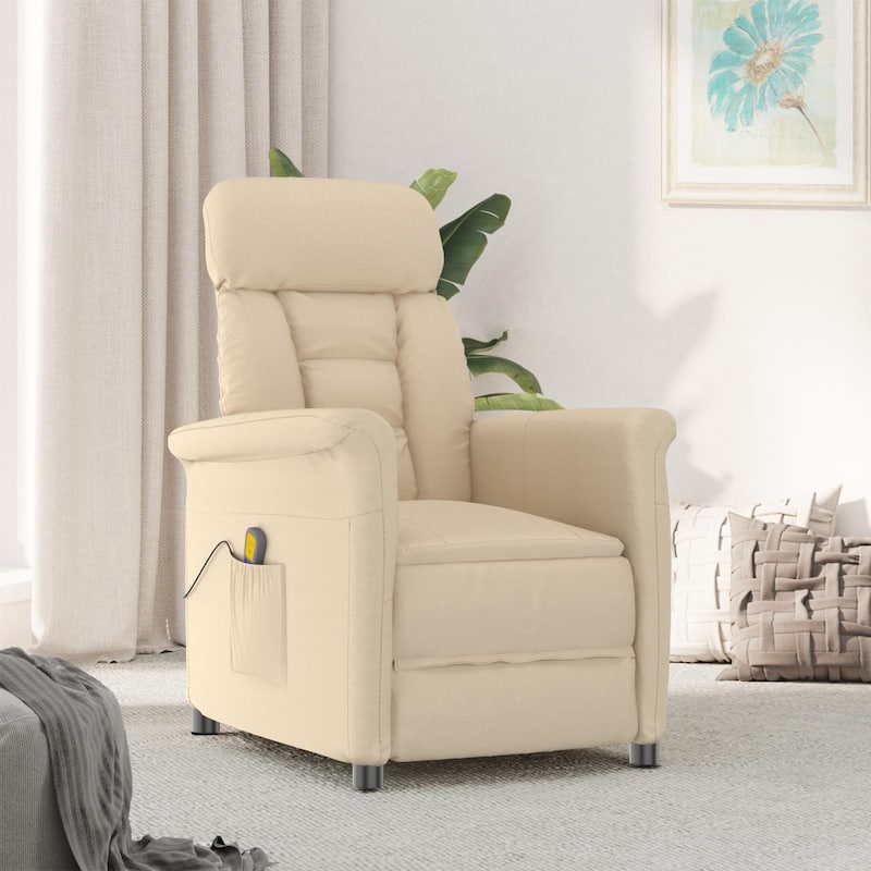 vidaXL Massage Chair Dark Grey/Light Grey/Cream Microfibre Fabric
