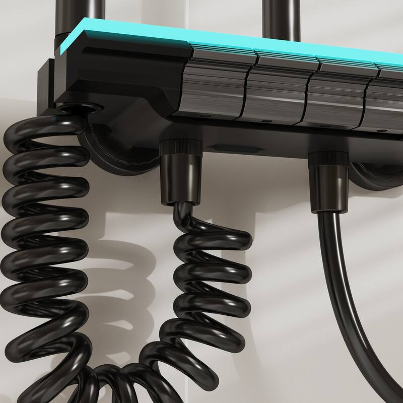 Shower System with LED Temperature Display, 4 Function Piano Button Shower Panel with Rainfall Shower Head, Handheld Shower