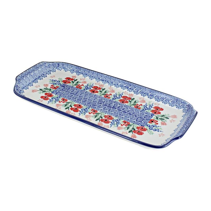 Blue Rose Polish Pottery 410 Ceramika Artystyczna Bread Tray