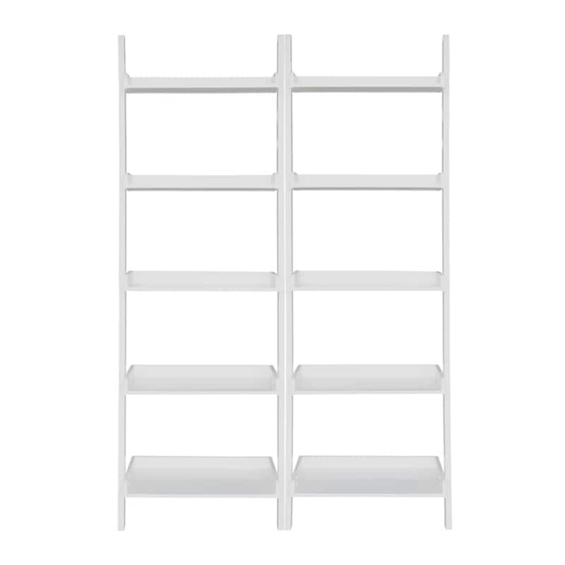 Solid Wood Lean-to 5-tier Shelf Unit Set (Set of 2)