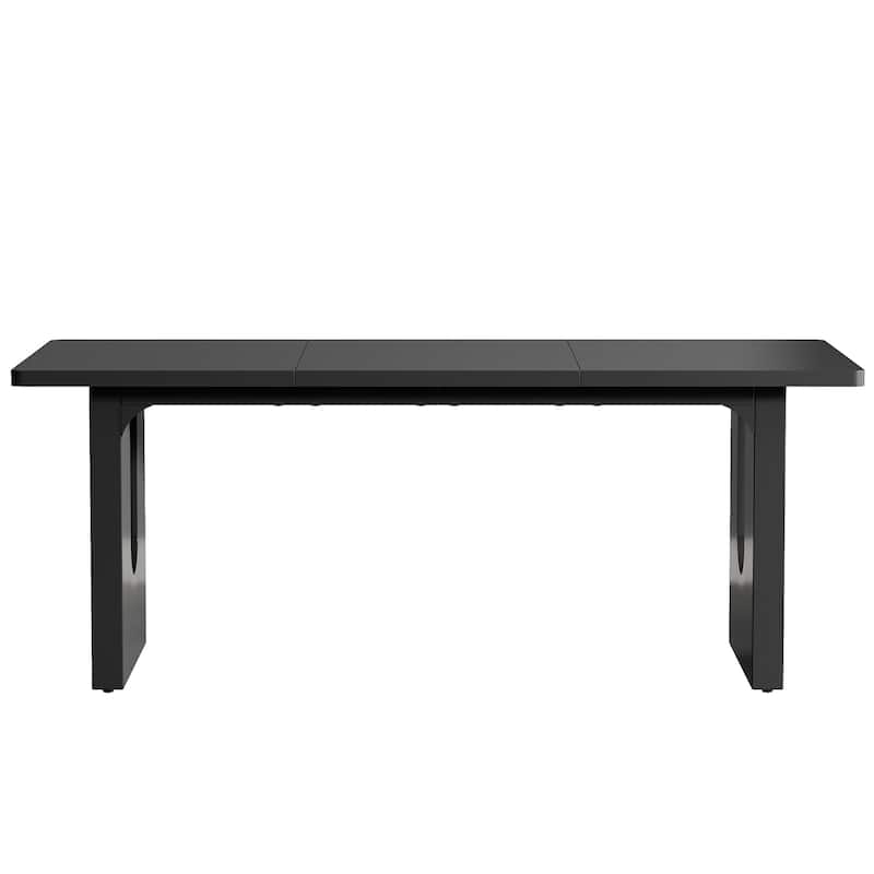 71" Black Dining Table Rectangular with Wood Pedestal Base