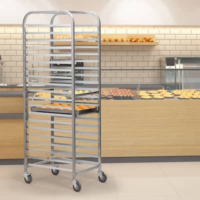 Galvanized Iron 20-Tier Mobile Sheet Pan Rack Bakery Rack with Wheels