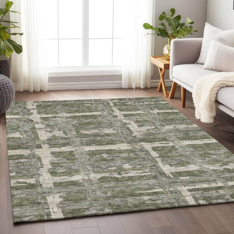 Premium Washable Super Soft Transitional Mayfield Rug - Olive - 5' x 7' 6" - Rectangle
