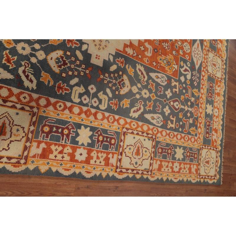Geometric Kazak Area Rug Hand-Knotted Tribal Wool Carpet - 7'10"x 9'11"
