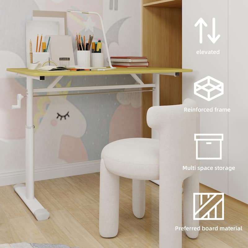 Roomfitters 40" Adjustable Height Study Desk - Compact Multi-Purpose Desk for Kids & Adults, Manual Crank Standing Desk