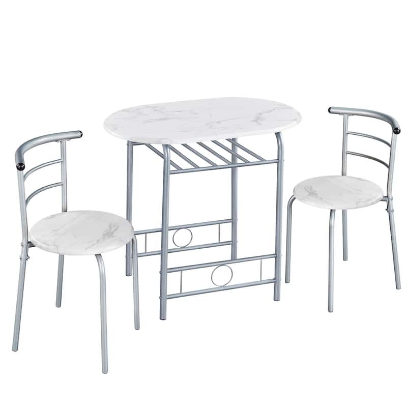 Yaheetech Modern Round Dining Table Set, 3 Piece Dining Room Sets for Kitchens, Apartments