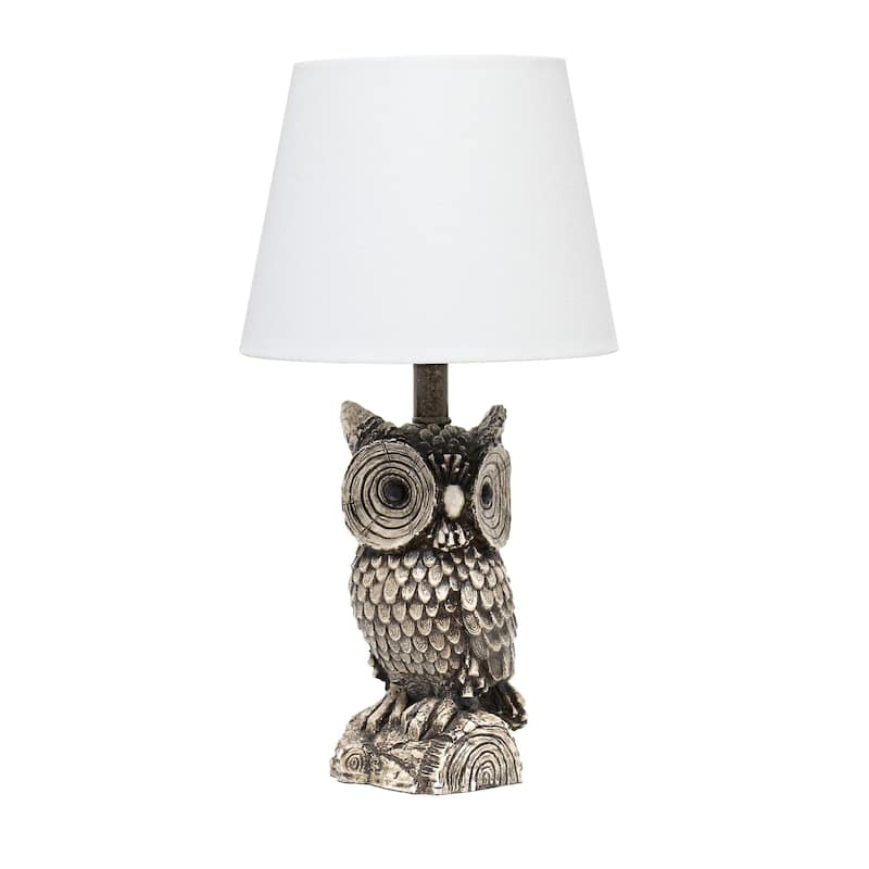 Simple Designs Polyresin Gazing Brown and White Night Owl Novelty Bedside Table Desk Lamp - L: 9.95" x W: 9.95" x H: 19.85" - Brown/White