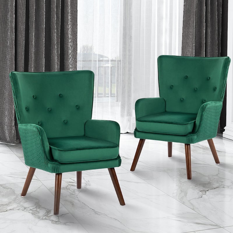 Velvet Upholstered Accent Chair Armchair for Living Room