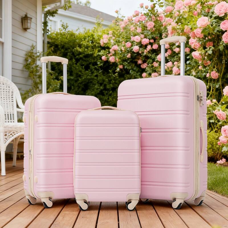 3-Piece Modern Luggage Sets, Expandable Hard-Shell Luggage with Zippered Compartment and TSA Lock, for Boarding Travel