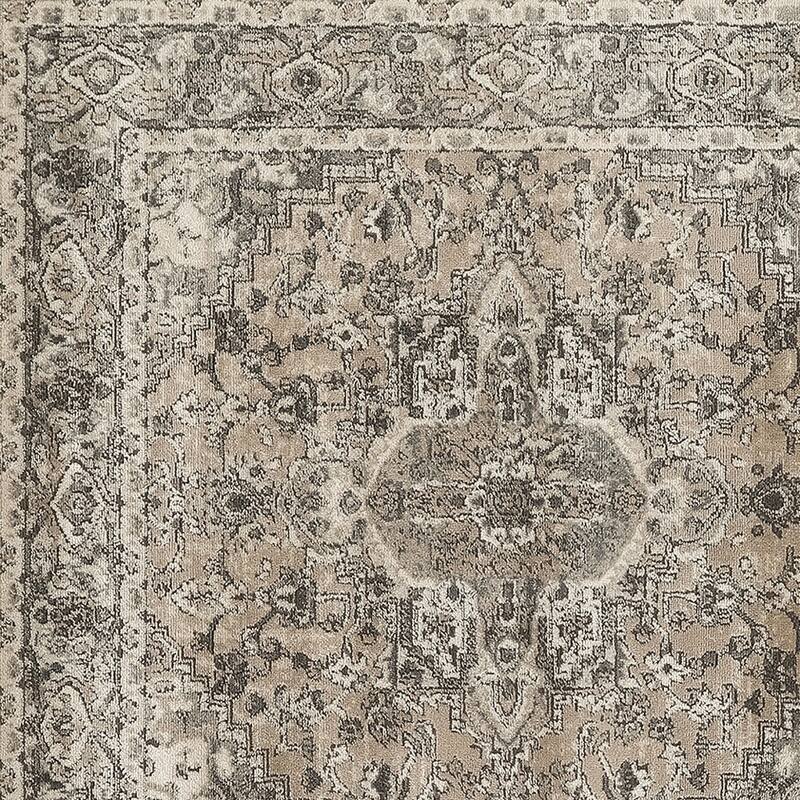 Meni Power Loomed Distressed Geometric Area Rug By HomeRoots - 48' X '48' X '0.32