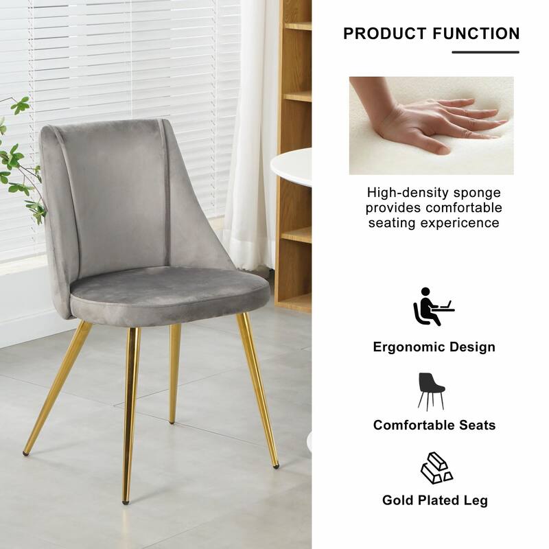 Modern Light Luxury Dining Chairs with Metal Legs-Set of 4