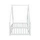 preview thumbnail 11 of 10, Contemporary Plauhouse Design Twin Size Wooden Floor Bed with Fence and Full-Length Guardrails