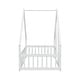 preview thumbnail 8 of 7, Twin Pine Wood House-Shaped Floor Bed Frame w/Fence & Guardrails,White