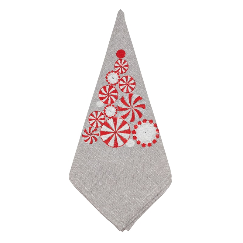 Peppermint Design Christmas Tree Table Napkins (Set of 4)