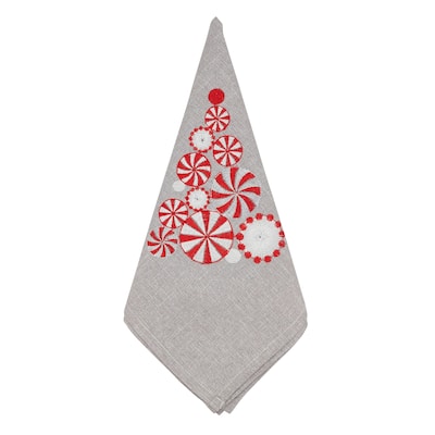 Peppermint Design Christmas Tree Table Napkins (Set of 4)