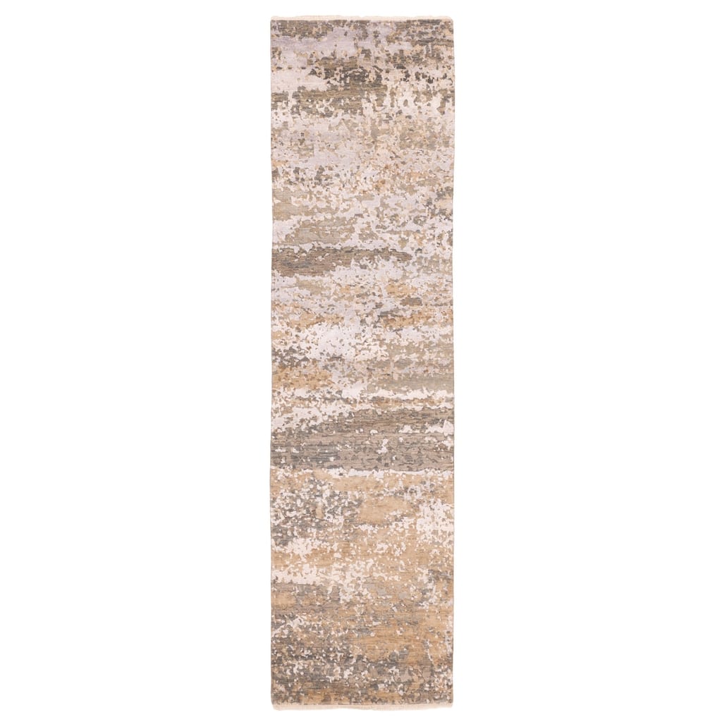 ECARPETGALLERY Hand-knotted Legacy Grey Silk, Wool Rug - 2'5 x 10'3