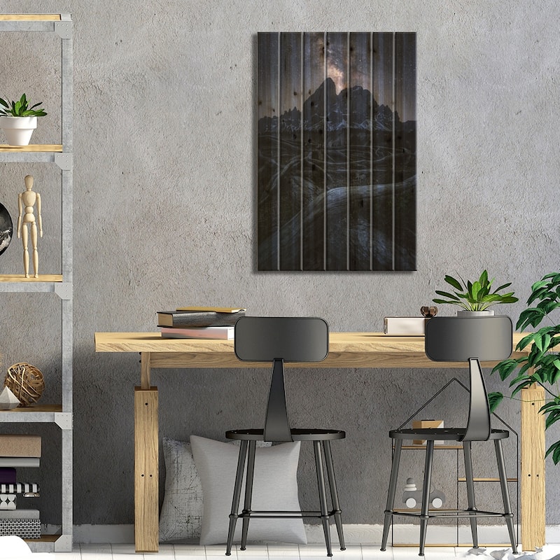 The Milky Way Above Peitlerkofel In The Dolomites Print On Wood by Daniel Gastager - Multi-Color