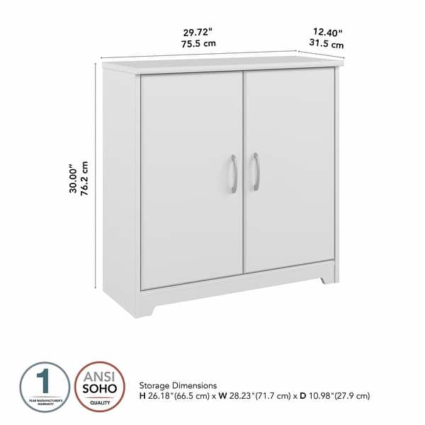 dimension image slide 1 of 4, Cabot Small Entryway Cabinet with Doors by Bush Furniture
