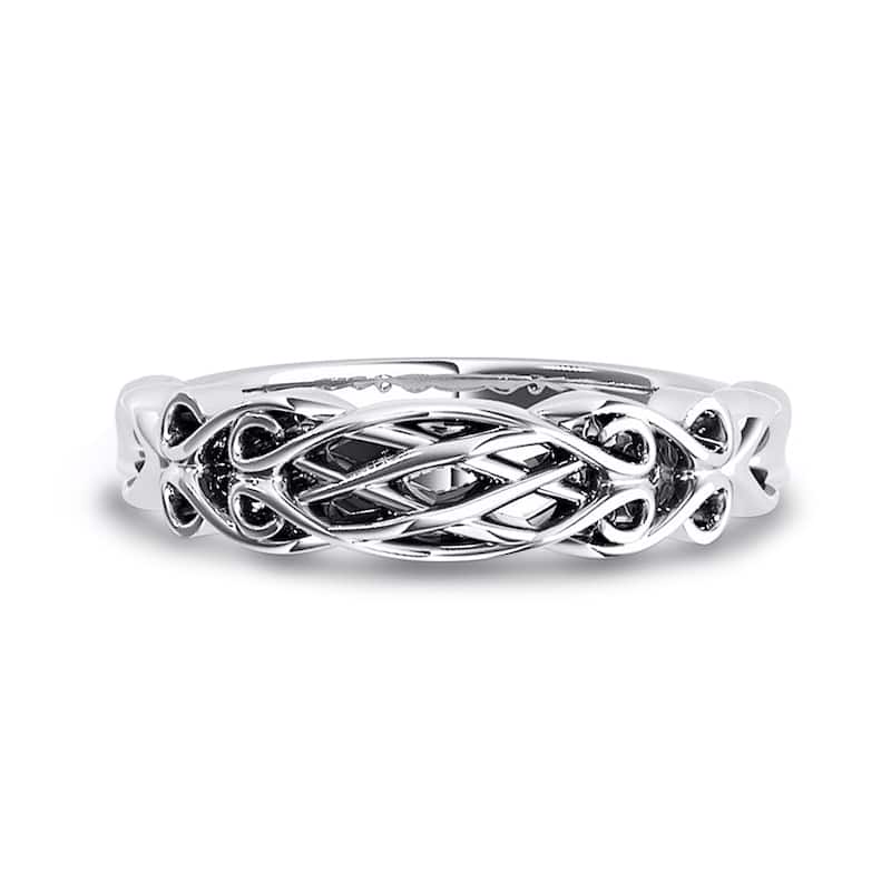 Auriya 14k Gold Braided Wedding Band - White - 8