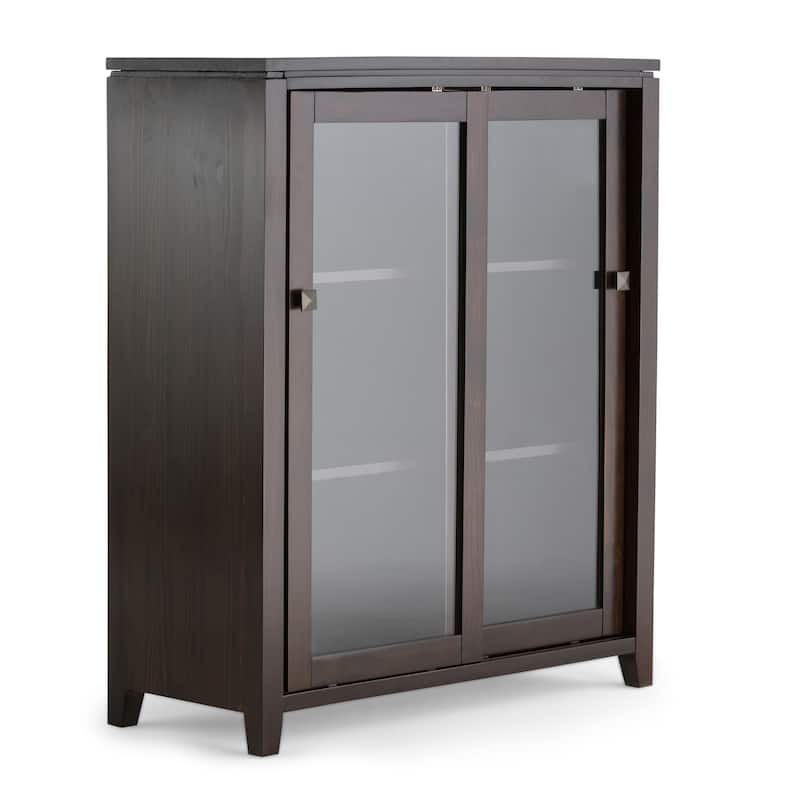 WYNDENHALL Essex Solid Wood 36 inch Storage Cabinet in Mahogany Brown (Set of 2)