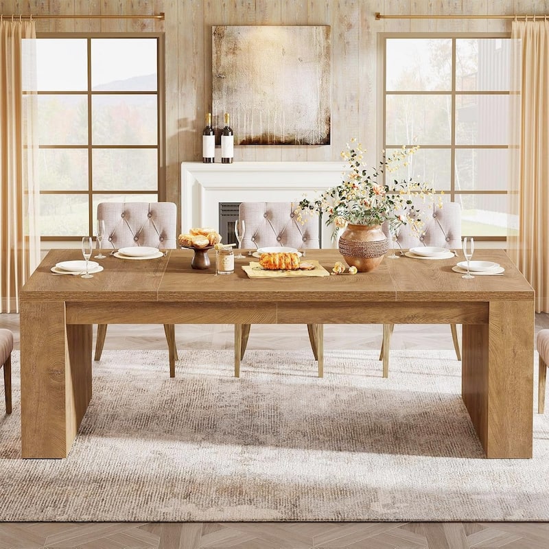 70.86-Inch Rectangular Dining Table for 6-8, Farmhouse Wooden Kitchen Table