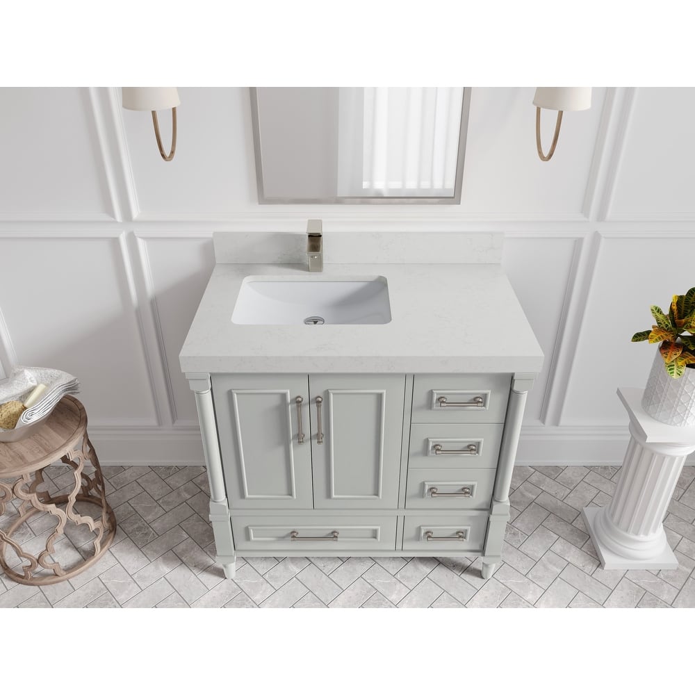 Willow Collections 36 in. W x 22 in. D Aberdeen Left Offset Sink Bathroom Vanity with Countertop