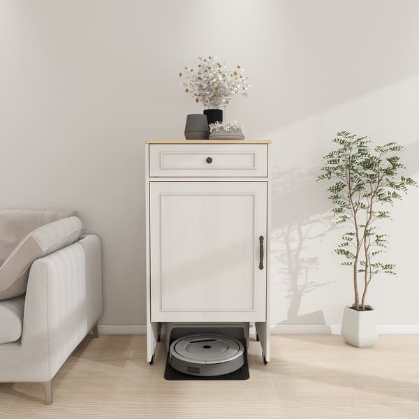 slide 2 of 15, Anmytek Robot Vacuum Storage Cabinet with Drawer and Wheels Adjustable Charging Station Organizer