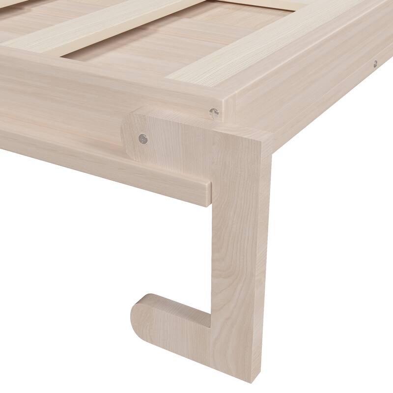 GDFStudio - Queen Wooden Murphy Bed with LED, Solid Wood Frame & Legs