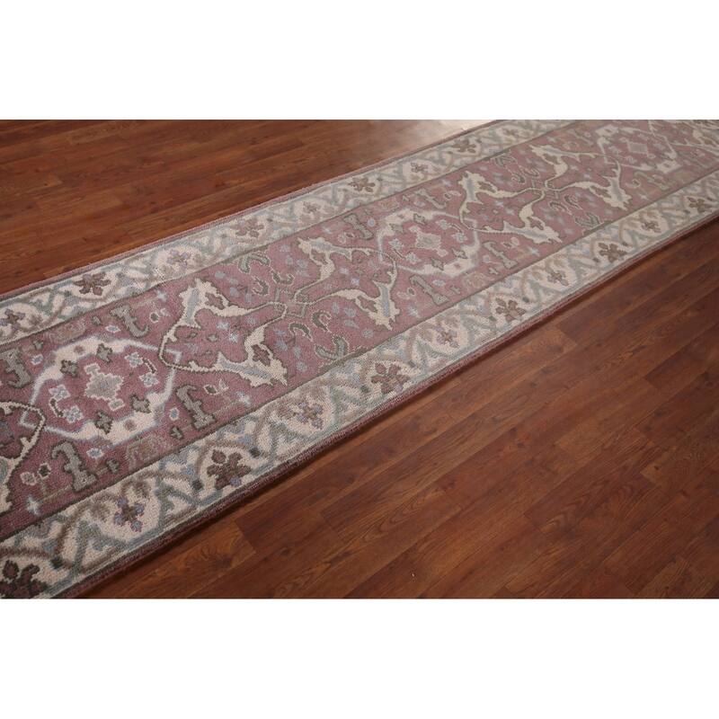 All-Over Floral Oushak Oriental Runner Rug Handmade Wool Carpet - 2'8"x 9'9"