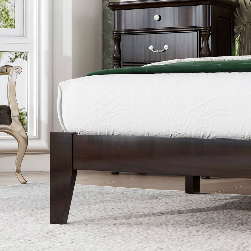 Platform Bed with Rattan Headboard, Wood Slats Support and Enhanced Support Legs - Optional Storage Bed with 2 Drawers