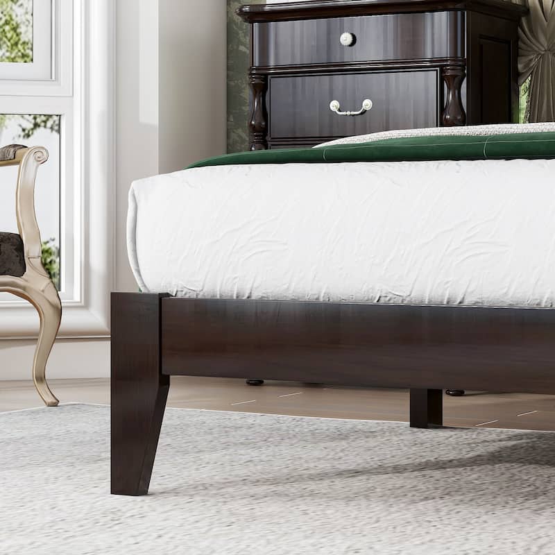 Rubber Wooden, Solid Wooden Bed with Rattan Headboard, Enhanced by Support Feet